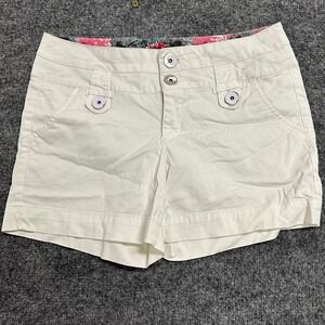One Song Shorts Womens Size 6 Ivory Chino Low Rise Casual Solid Cotton Stretch